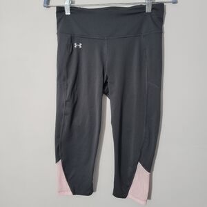 Under Armour Gray Pink Mesh Detail  Cropped Leggings